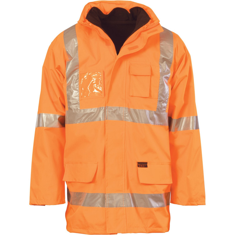 200D Polyester - PVC HiVis D - N 6 in 1 Contras Jacket with Cross Back CSR R - 3997