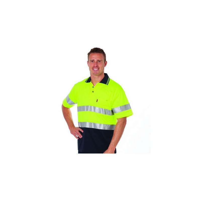 HiVis Two Tone Cotton Back Polos With Generic R/Tape S/S - 3717