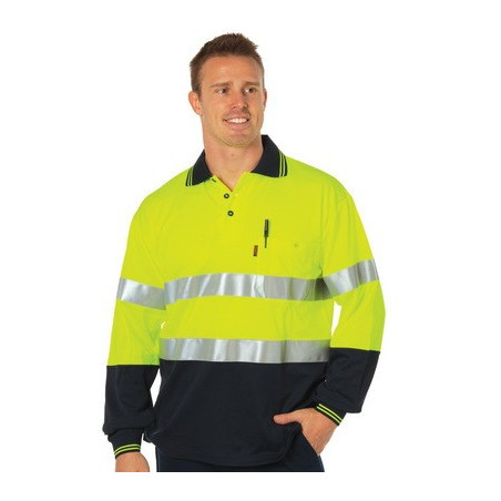 HiVis Two Tone Cotton Back Polos With Generic R/Tape L/S - 3718