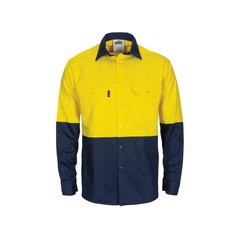 HiVis Cool-Breeze Cotton Shirt with Gusset Sleeves L/S - 3733