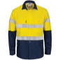 HiVis R/W Cool-Breeze T2 Vertical Vented Cotton Shirt With Gusset Sleeves, Generic R/Tape L/S - 3782