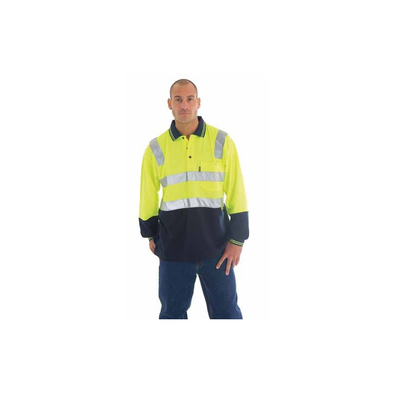 Cotton Back HiVis Two Tone Polo Shirt With 3M R/Tape L/S - 3818