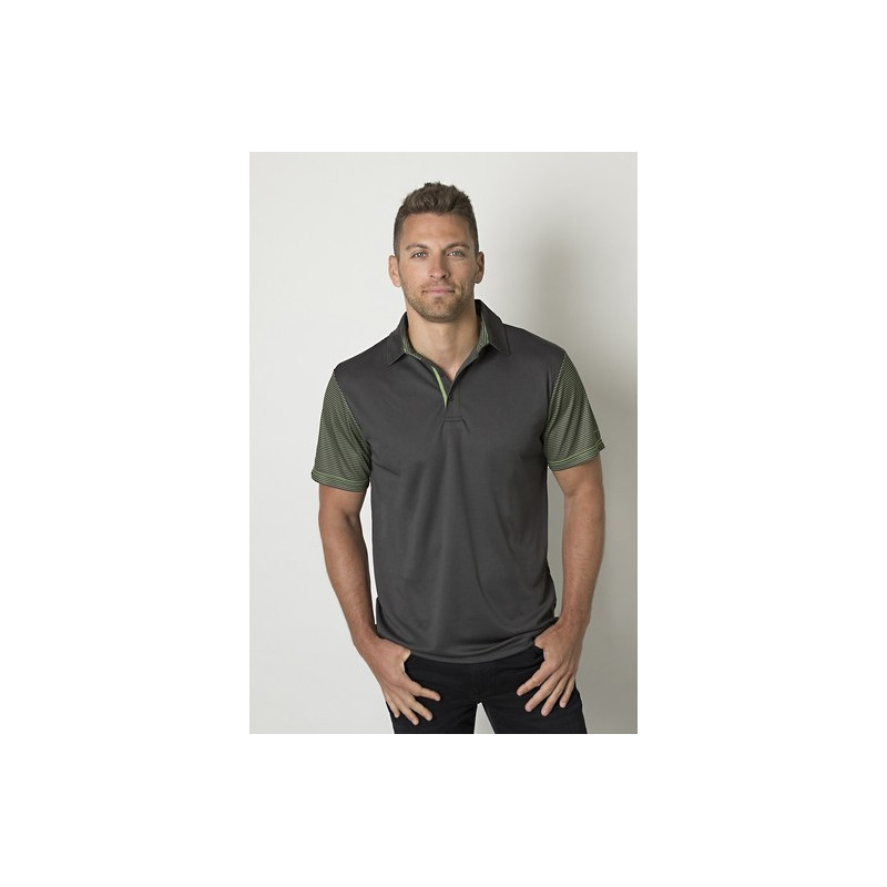 Mens polo with contrast sublimated striped sleeves - BKP600