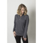 Ladies charcoal heather soft touch fabric long sleeve top - BKHZ450L