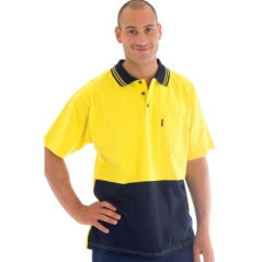 HiVis Cool-Breeze Cotton Jersey Polo Shirt With Under Arm Cotton Mesh S/S - 3845