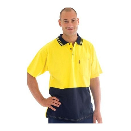 HiVis Cool-Breeze Cotton Jersey Polo Shirt With Under Arm Cotton Mesh S/S - 3845