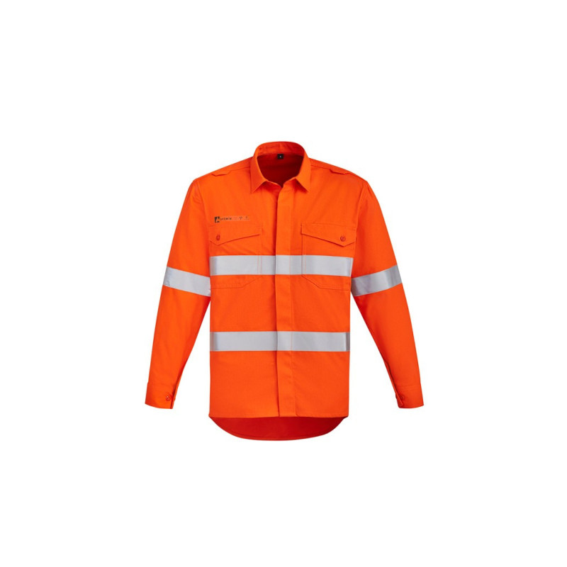 Mens Orange Flame Open Front Spliced Shirt - ZW145