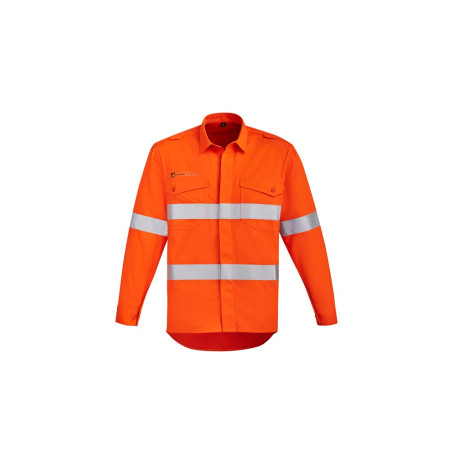 Mens Orange Flame Open Front Spliced Shirt - ZW145
