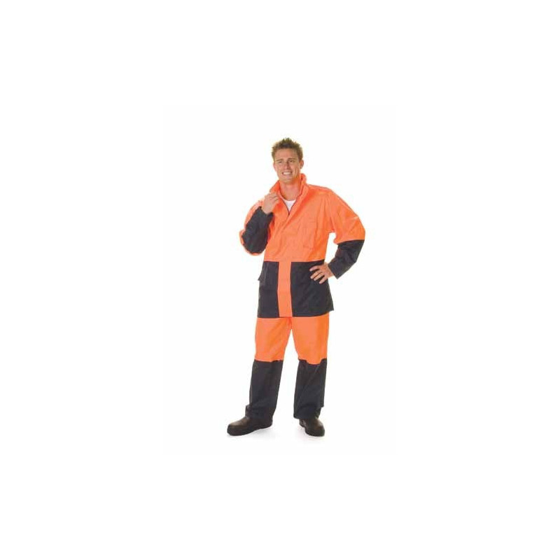 190D Polyester/PU HiVis Two Tone Light Weight Rain Jacket - 3877