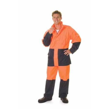 190D Polyester/PU HiVis Two Tone Light Weight Rain Jacket - 3877