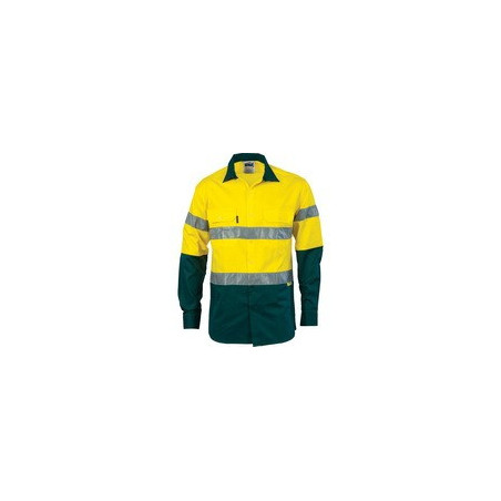 190gsm HiVis Two Tone Drill Shirt With Hoop Style 3M8910 R/Tape, L/S - 3836