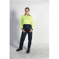 175gsm Polyester Ladies HiVis Two Tone Polo, L/S - 3898