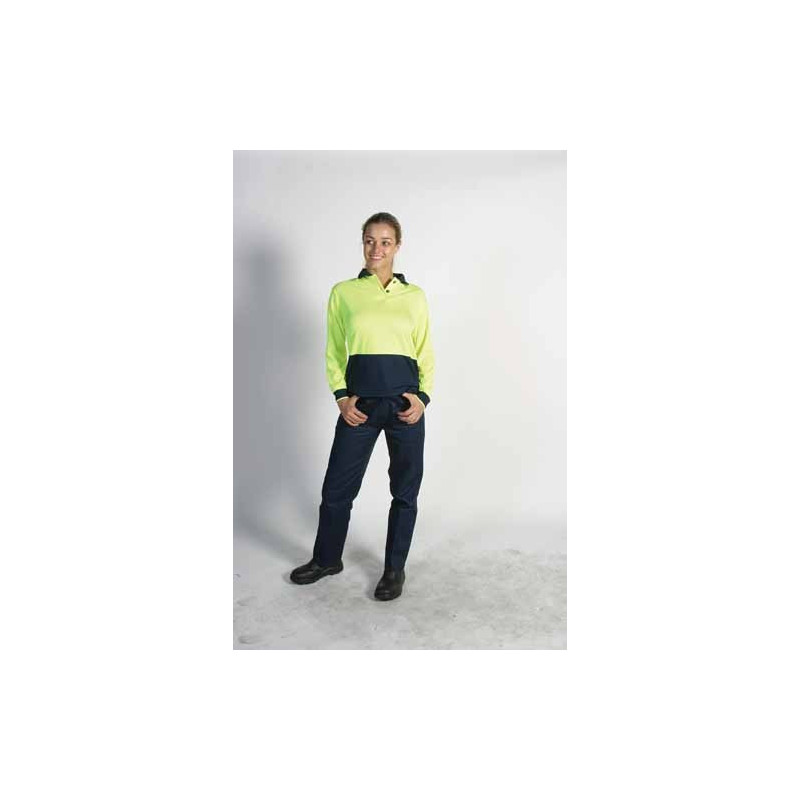 175gsm Polyester Ladies HiVis Two Tone Polo, L/S - 3898