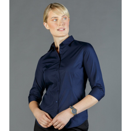 Womens Premium Poplin 3/4 Sleeve Shirt - 1520WZ