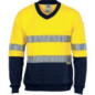 300gsm HiVis Two Tone Cotton Fleecy Sweat Shirt V-Neck with 3M R