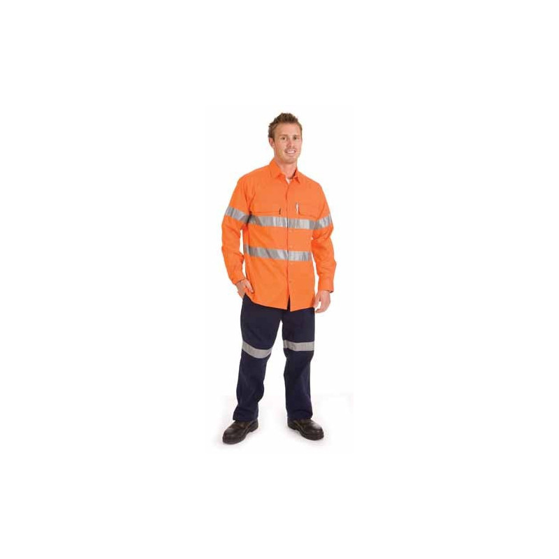 HiVis 3 Way Cool-Breeze Cotton Shirt With 3M R/Tape L/S - 3947