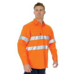 HiVis Cool-Breeze Vertical Vented Cotton Shirt With Generic R/Tape L/S - 3985