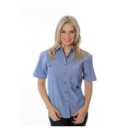 155gsm Ladies Cotton Chambray Shirt, S/S - 4105