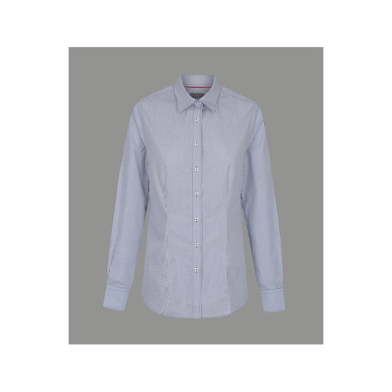 Womens Long Sleeve Micro Check Shirt - 1895WL
