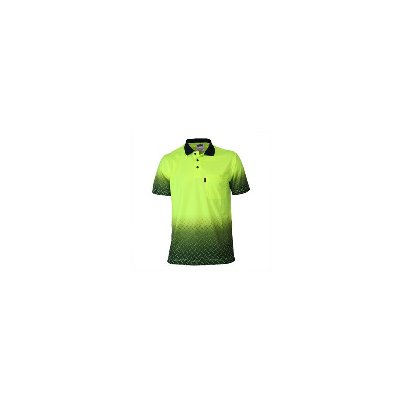 HiVis Sublimated DIAMOND Plate Short Sleeve Work SAFETY Cool Dry Polos 3552
