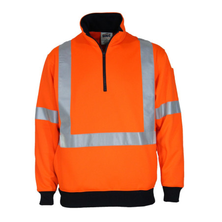 Hi Vis 1/2 Zip Fleecy With X Back & Additional Tape On The Back - 3933