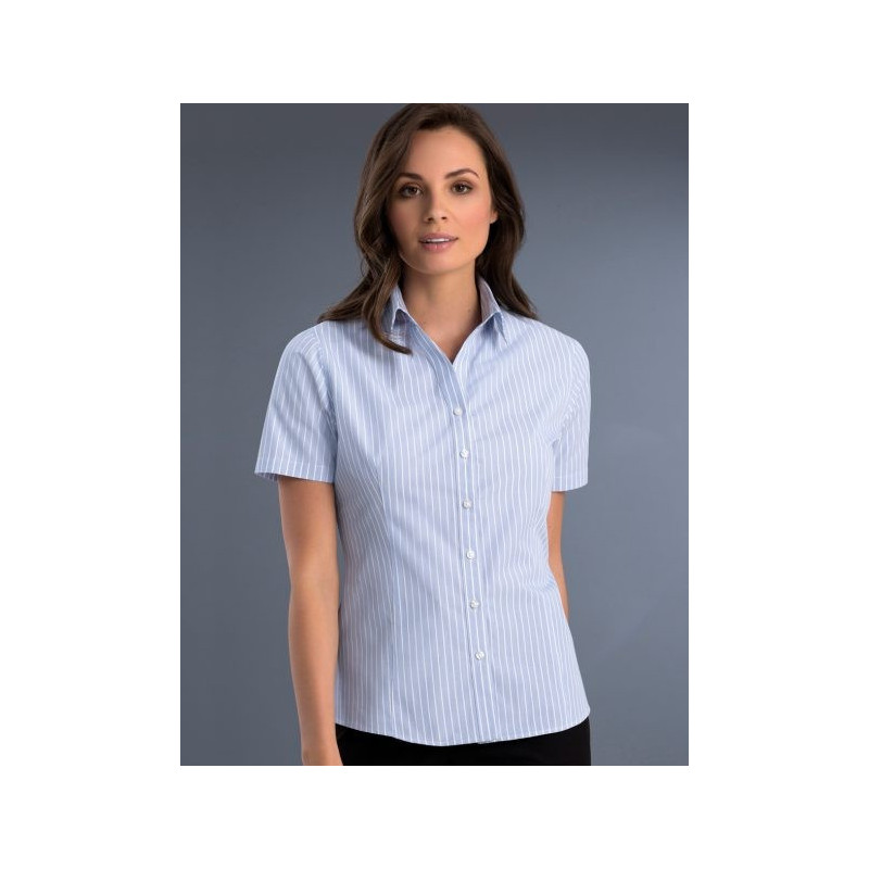 Womens Slim Fit S/S Pinfeather Stripe Shirt - 719