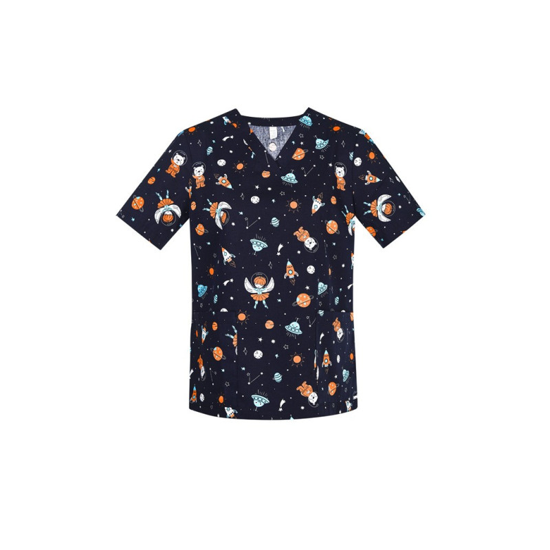 Womens Space Party Scrub Top - CST148LS