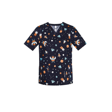Womens Space Party Scrub Top - CST148LS