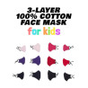 Kids 3 Layer One Piece Cotton Face Masks With Adjustable toggle - MASKS.COTTON.081pk