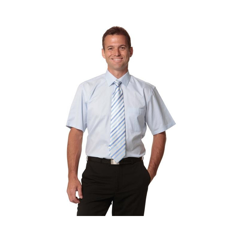 Mens Self Stripe Long Sleeve Shirt - M7100S
