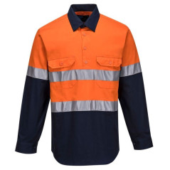 Hi-Vis Two Tone Regular Weight Long Sleeve Closed Front Shirt with Tape - MC101
