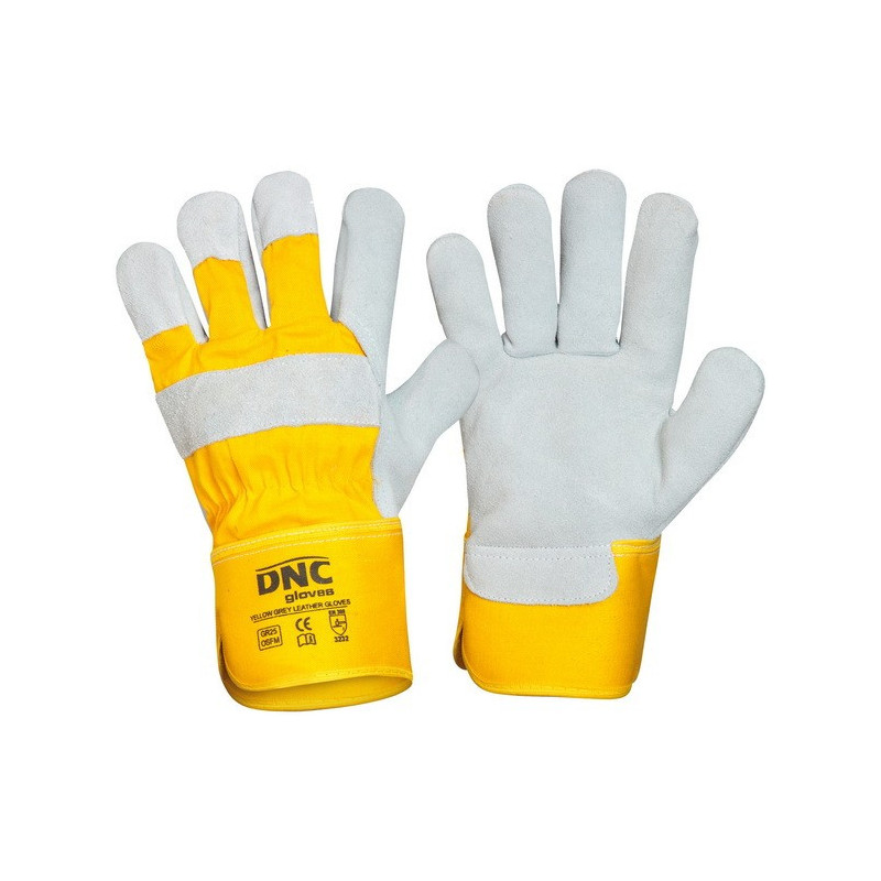 Yellow Premium Grey Leather Glove - GR25
