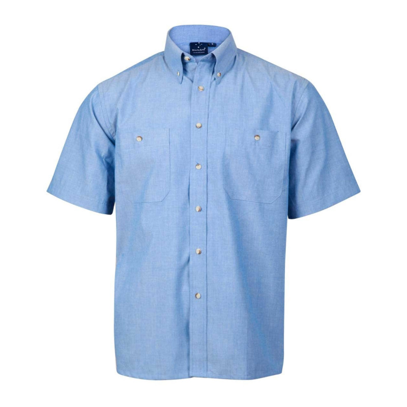 Mens Wrinkle Free Short Sleeve Chambray Shirts - BS03S
