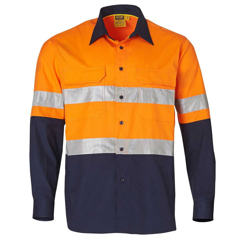 Men's High Visibility Cotton Rip-Stop Safety Shirts 3M Tape - SW69