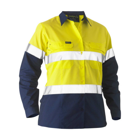 Bisley Recycle Women'S Taped Two Tone Hi Vis Drill Shirt - BL6996T