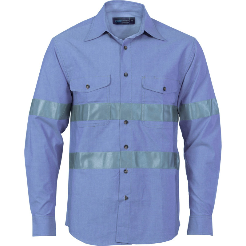155gsm HiVis Chambray Shirt with Generic R/Tape, L/S - 3889