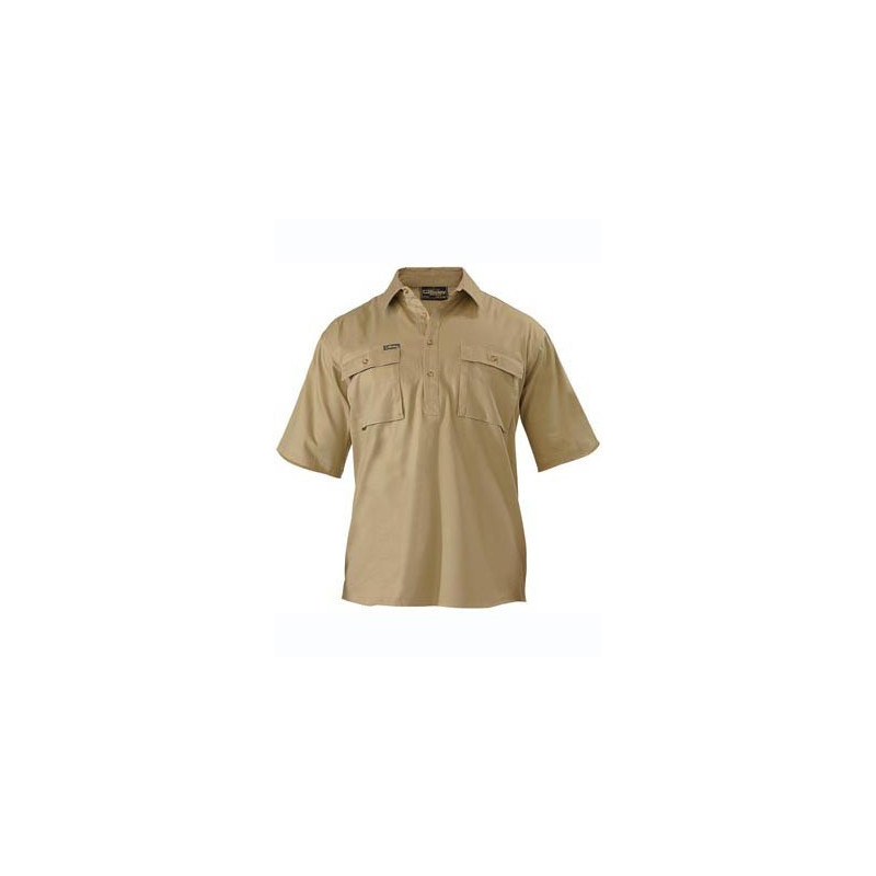 Closed Front Cotton Drill Shirt S/S - BSC1433