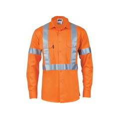 HiVis D/N Cotton Shirt With Cross Back Generic R/Tape L/S - 3989