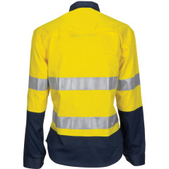 Ladies HiVis 3 Way Cool-Breeze Cotton Shirt with Gusset Sleeve, 3M R/Tape- Long Sleeve  - 3749
