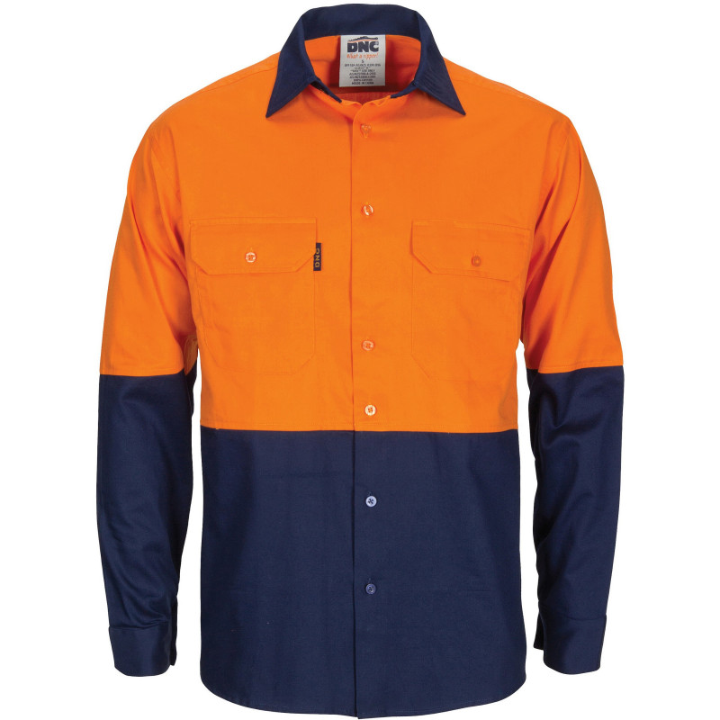HiVis R/W Cool-Breeze T2 Back Vertical Vented Cotton Shirt with Gusset Sleeve- L/S  - 3781