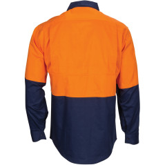 HiVis R/W Cool-Breeze T2 Back Vertical Vented Cotton Shirt with Gusset Sleeve- L/S  - 3781