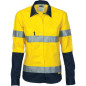 Ladies HiVis Two Tone Cotton Drill Shirt with 3M R/Tape, L/S - 3936