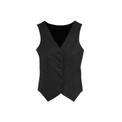 Ladies Peaked Vest with Knitted Back Black - 50111