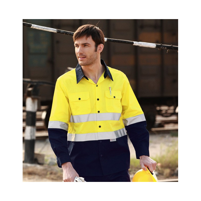 Hi-Vis L/S Cotton Drill Shirt With RefleCTive Tape - SS1232