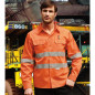 Hi-Vis L/S Cotton Drill Shirt With RefleCTive Tape X Pattern - SS1233