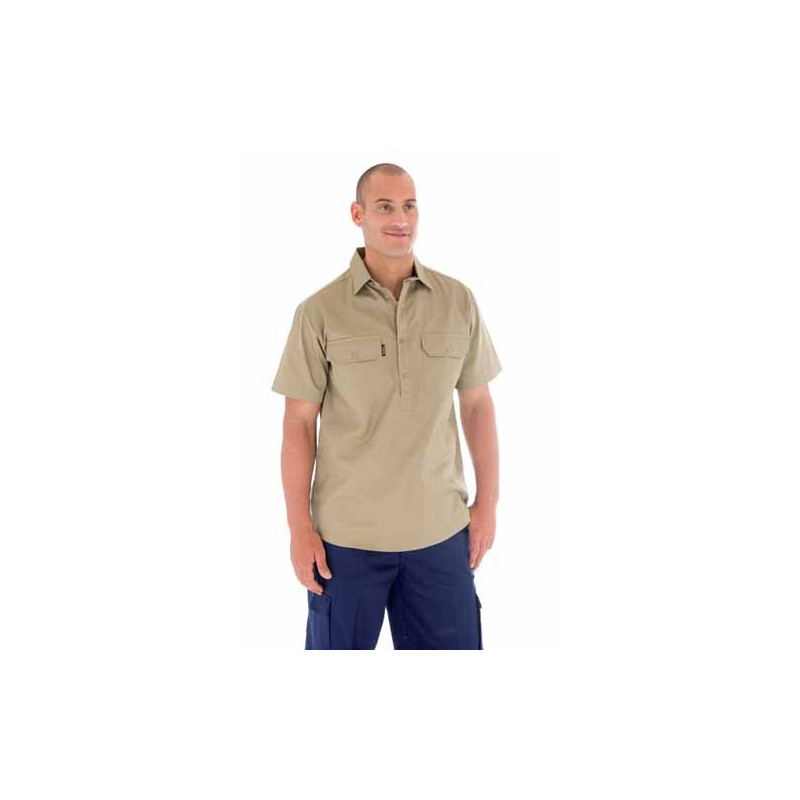 190gsm Cotton Drill Close Front Work Shirt- S/S - 3203