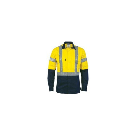 HiVis D/N 2 Tone Drill Shirt With H Pattern Generic R/Tape L/S - 3983
