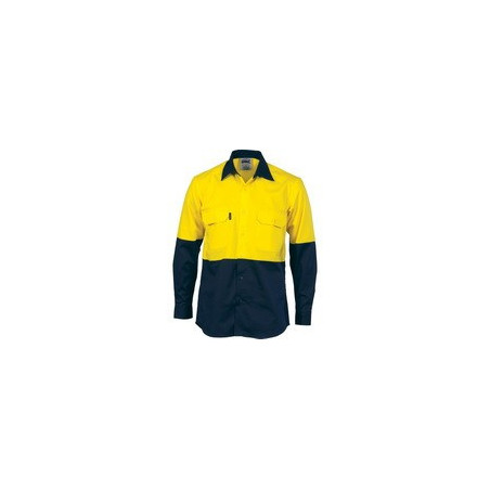 HiVis Two Tone Cotton Drill Vented Shirt L/S - 3981