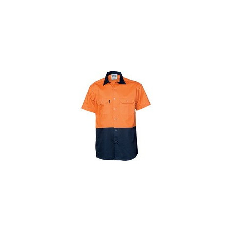 HiVis Two Tone Cotton Drill Vented Shirt S/S - 3980