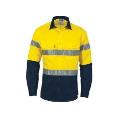 HiVis D/N 2 Tone Drill Shirt With Generic R/Tape L/S - 3982